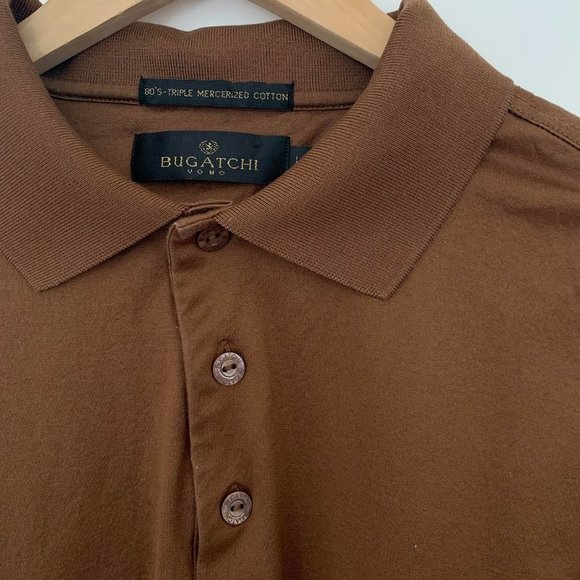 Bugatchi - Rich Brown Polo - Size L - Picture 5 of 7